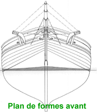 Belle-Poule, plan de formes avant